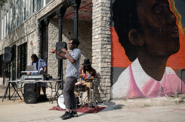 Spoken Word performance at a mural unveiling