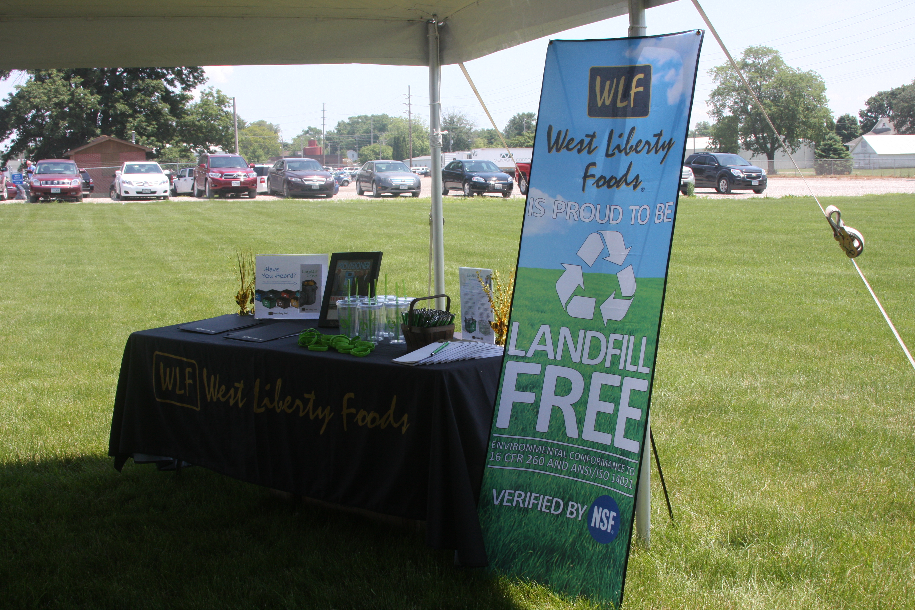 banner stating landfill free at west liberty foods