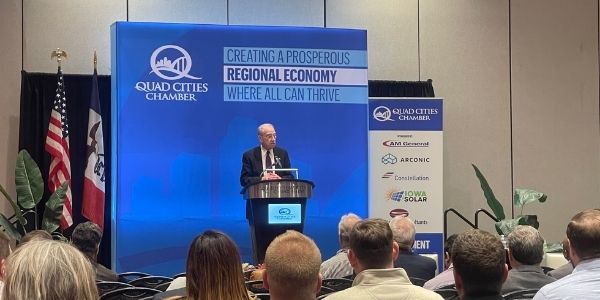U.S. Senator Chuck Grassley speaking at a Quad Cities Chamber event