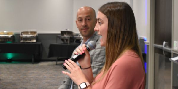 Former InternQC participant Gerry Anne Hayes speaks to young professionals