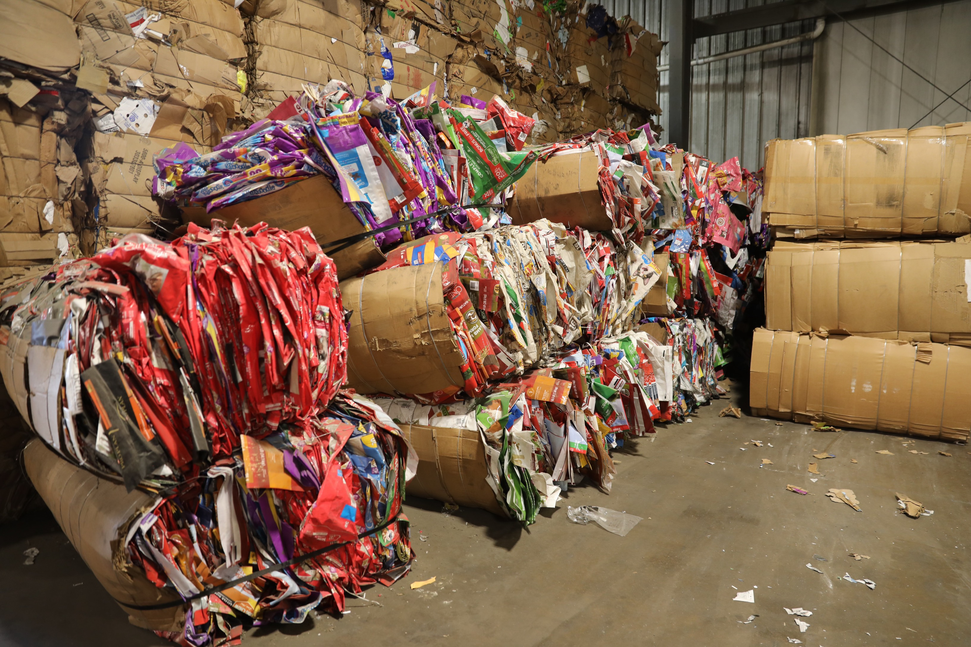 Bundled paper to be shipped out and recycles in Midland Davis warehouse