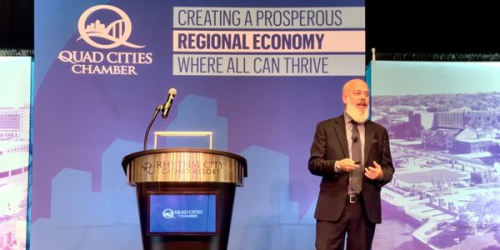 Economic Forecast speaker Kevin Depew making presentation