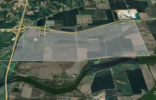 I-80 / I-88 development site aerial in East Moline