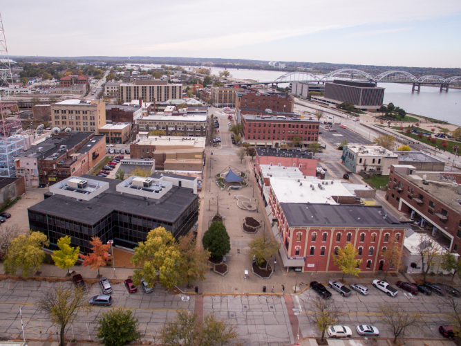 aerial photo of downtown Rock Island