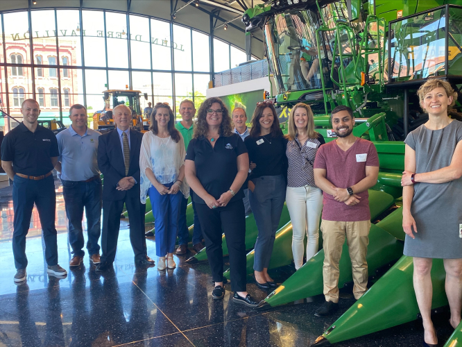 Group of Chamber reps and site consultants at John Deere Commons