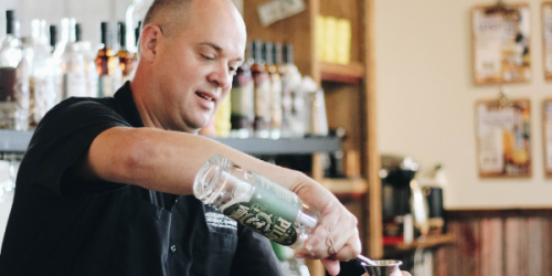 Brian Burchette bartending photo