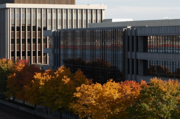 Photo of a commercial building along the riverside