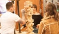 Playing oversized Jenga in Downtown Davenport - Quad Cities